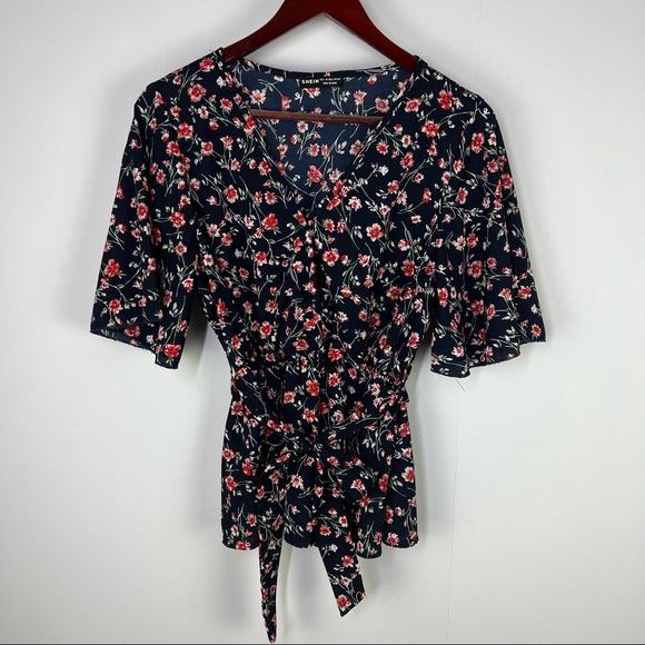 SHEIN Tops - SHEIN Tie Front Peplum